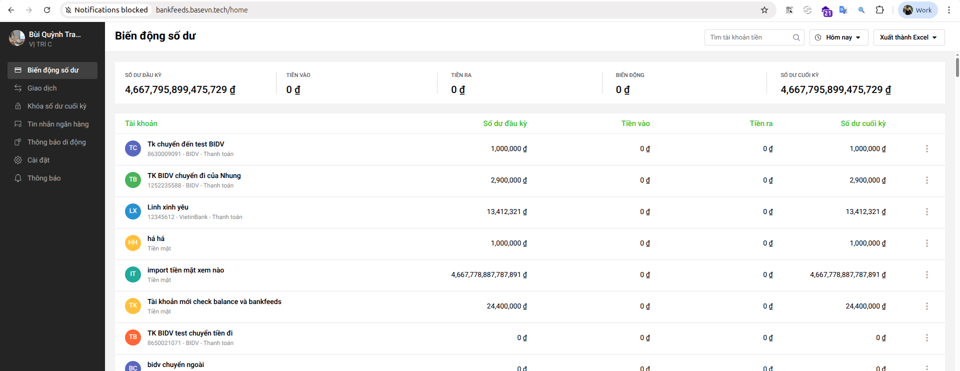 Bankfeeds Application Screenshot